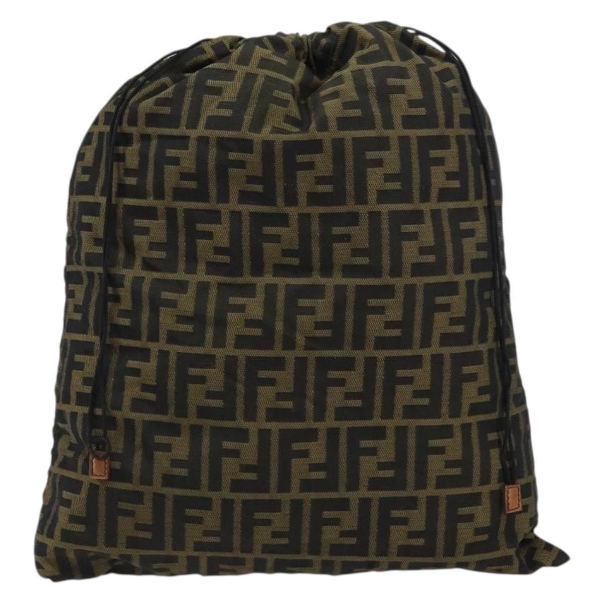 FENDI Zucca Canvas Purse Brown Black Auth 159458