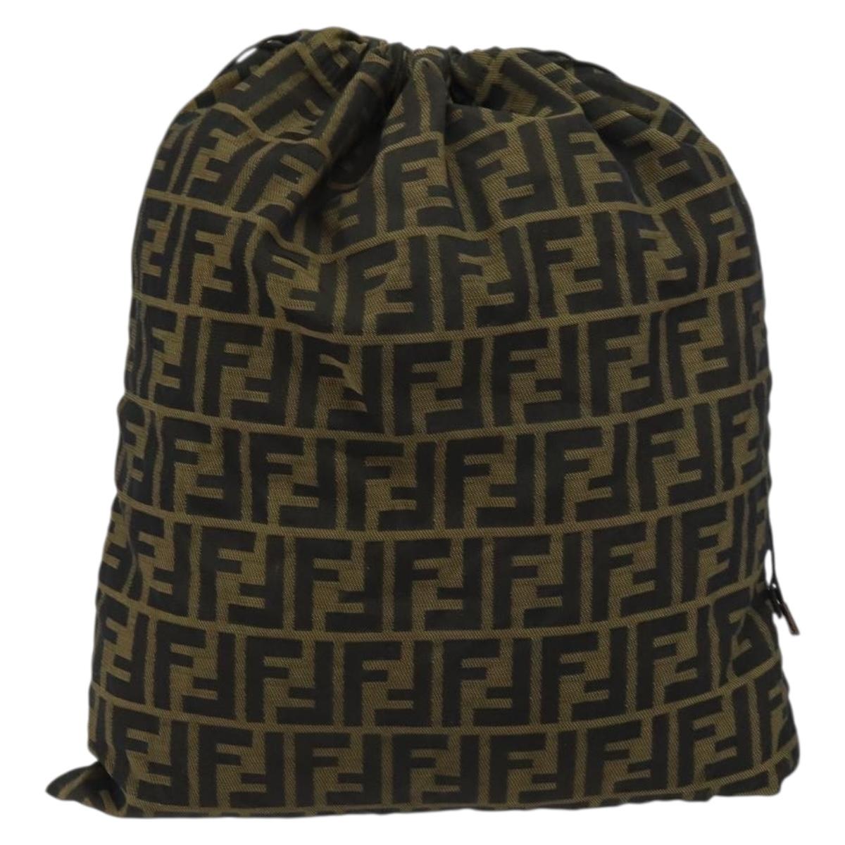 FENDI Zucca Canvas Purse Brown Black Auth 159458