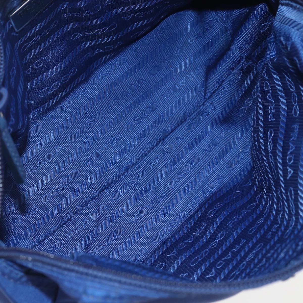 PRADA Pouch Nylon Blue Gold Auth 159459