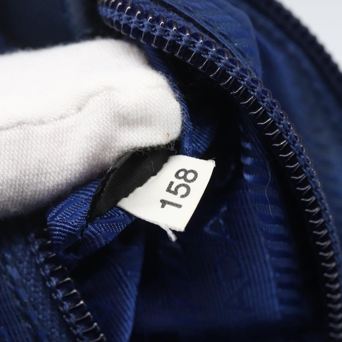 PRADA Pouch Nylon Blue Gold Auth 159459