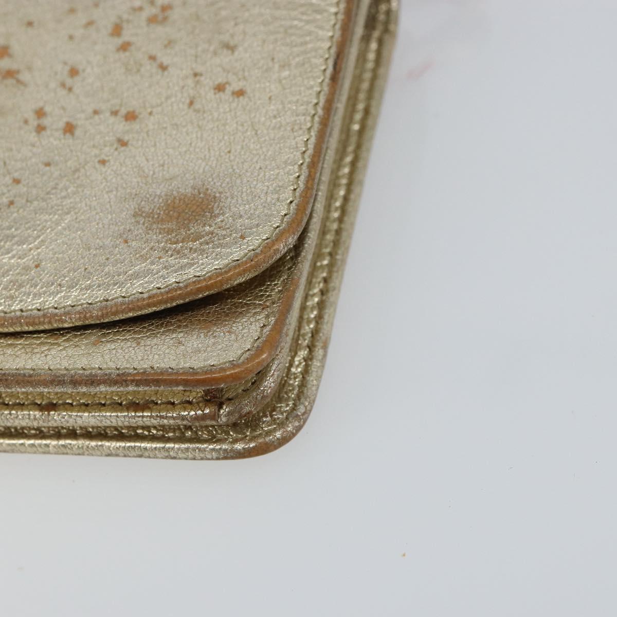 Miu Miu Chain Wallet Shoulder Bag Leather Gold Auth 159461