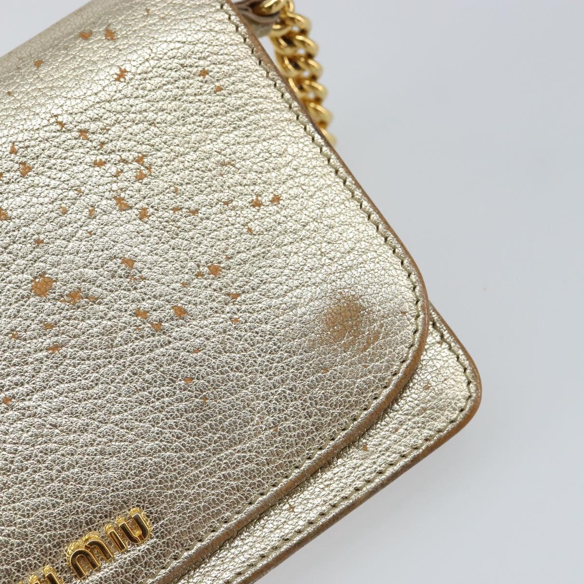Miu Miu Chain Wallet Shoulder Bag Leather Gold Auth 159461