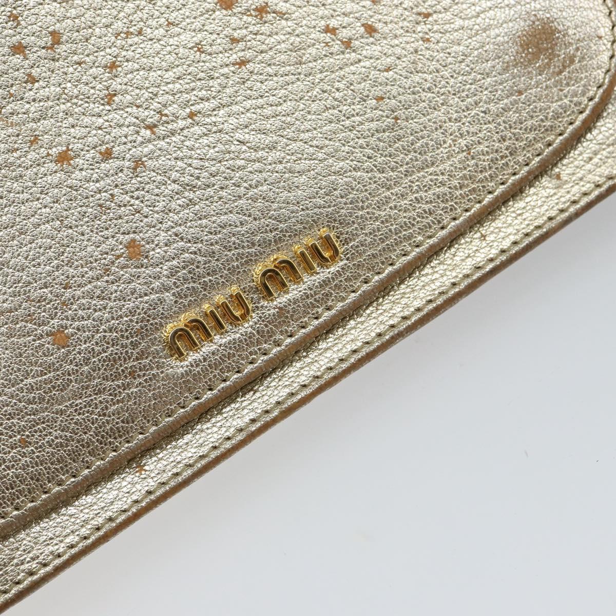 Miu Miu Chain Wallet Shoulder Bag Leather Gold Auth 159461