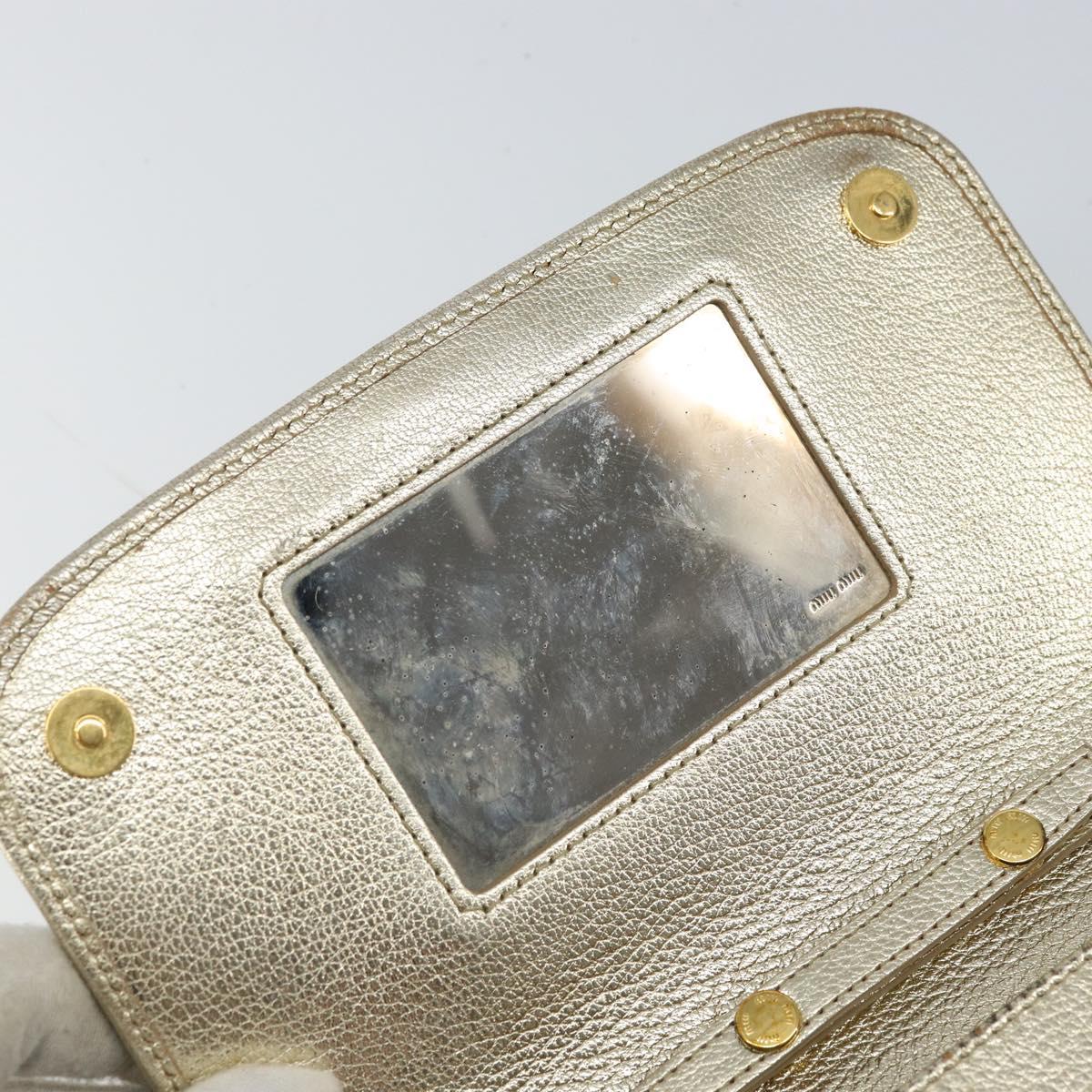 Miu Miu Chain Wallet Shoulder Bag Leather Gold Auth 159461