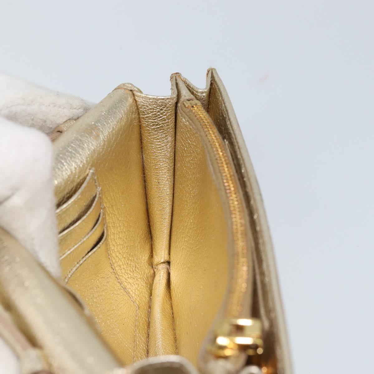 Miu Miu Chain Wallet Shoulder Bag Leather Gold Auth 159461