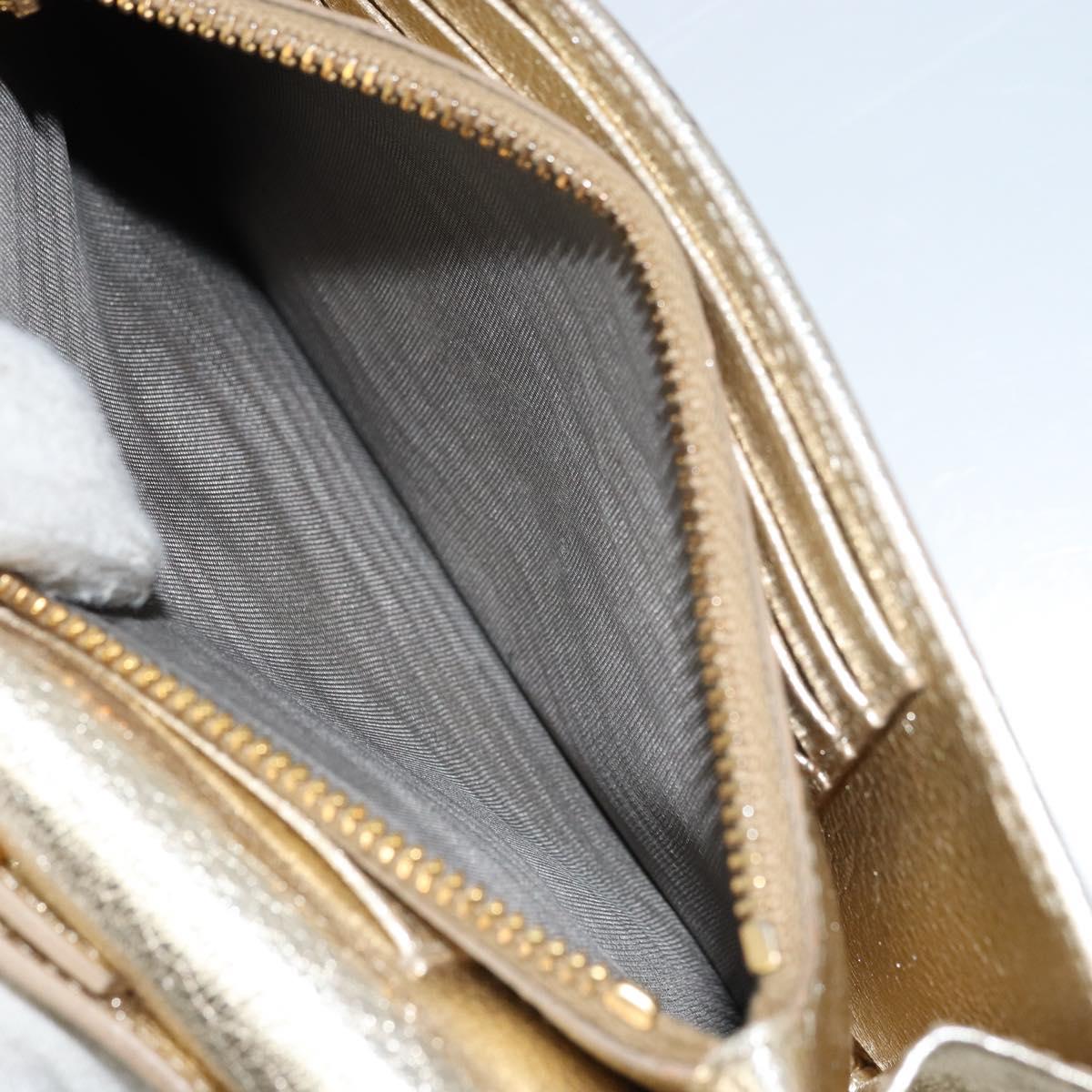 Miu Miu Chain Wallet Shoulder Bag Leather Gold Auth 159461