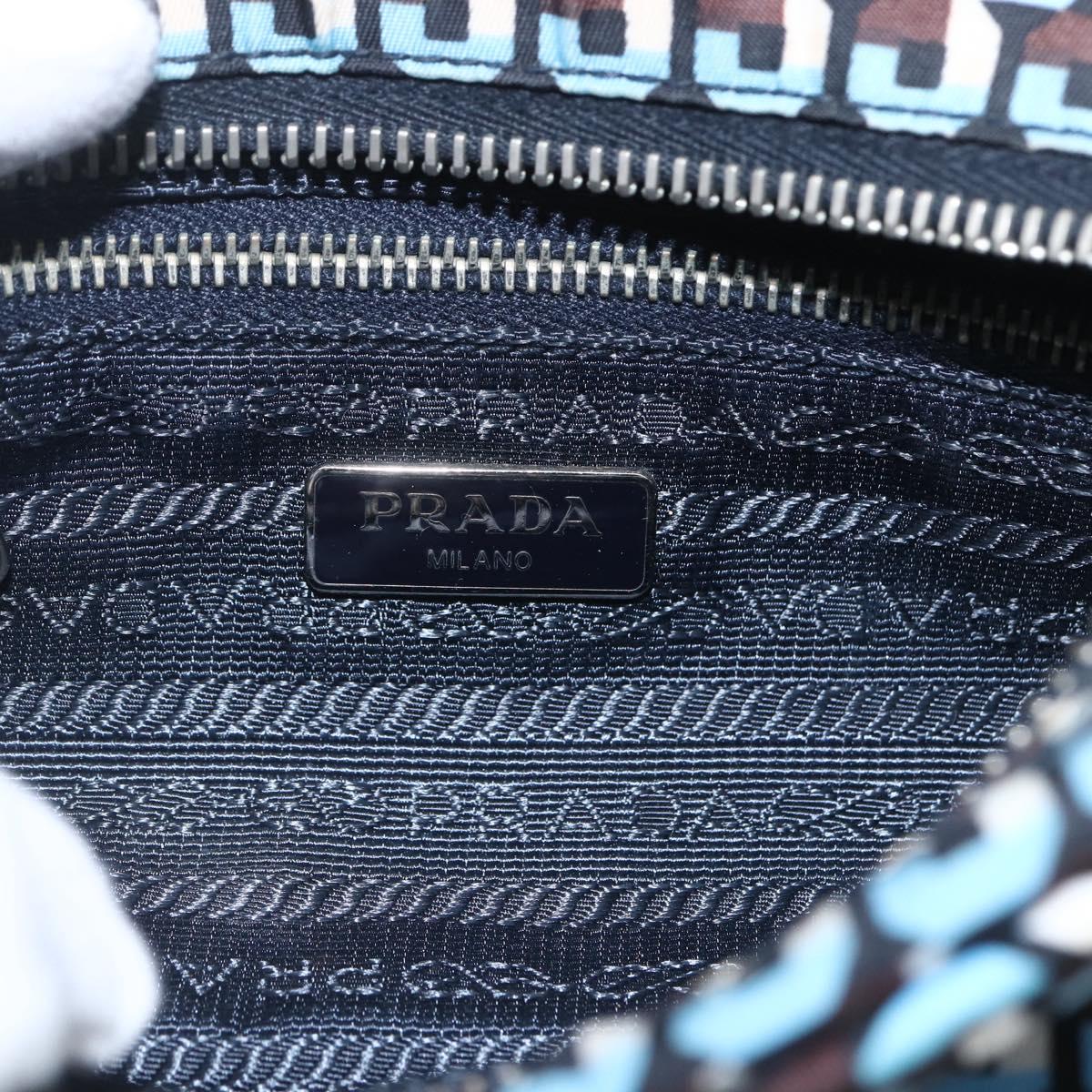 PRADA Pouch Nylon Blue Silver Auth 159464