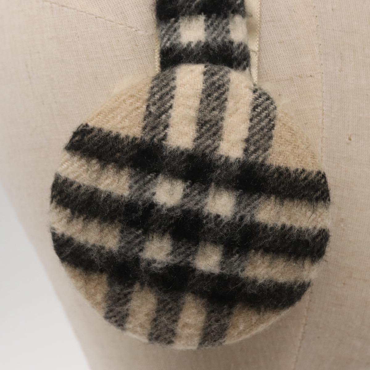 BURBERRY Nova Check Earmuff Wool Beige Auth 159465
