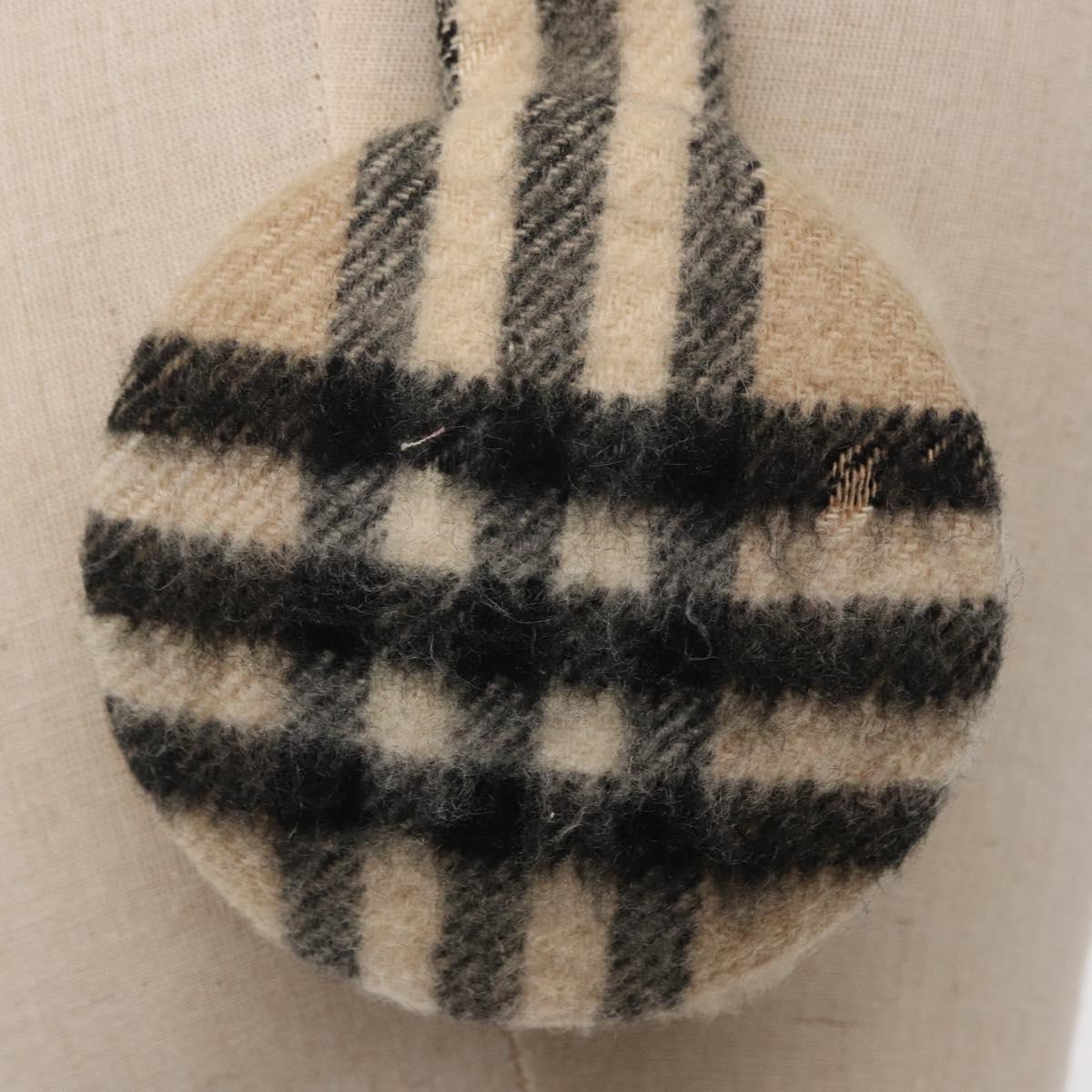 BURBERRY Nova Check Earmuff Wool Beige Auth 159465