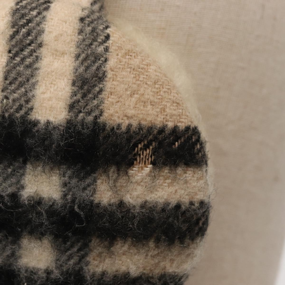 BURBERRY Nova Check Earmuff Wool Beige Auth 159465