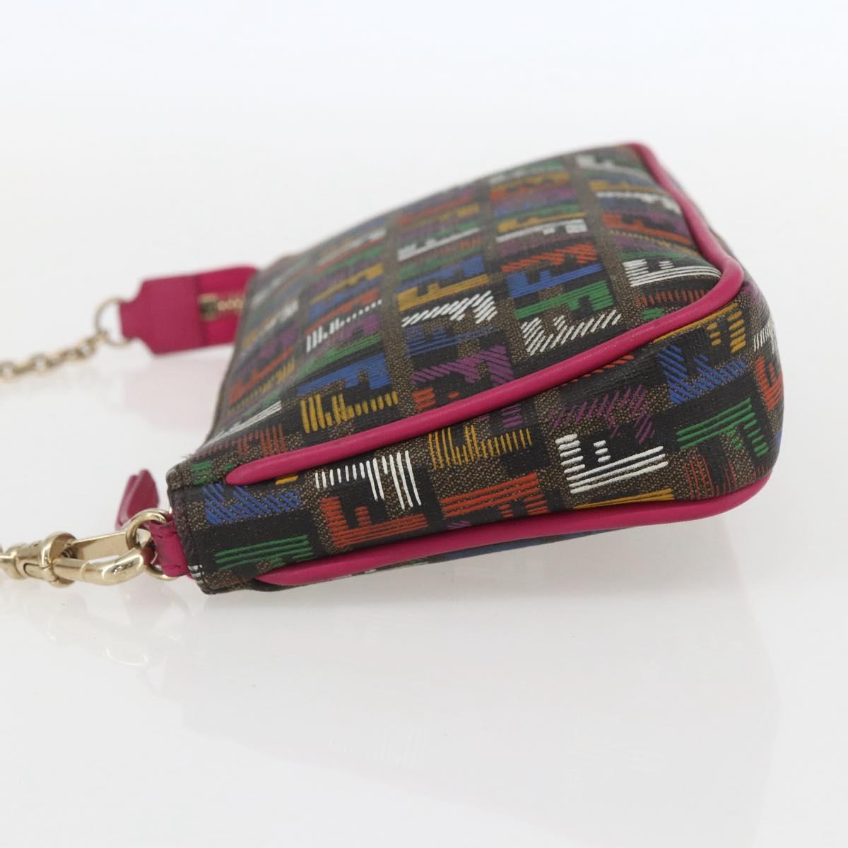 FENDI Zucchino Canvas Accessory Pouch Multicolor Gold Auth 159466V