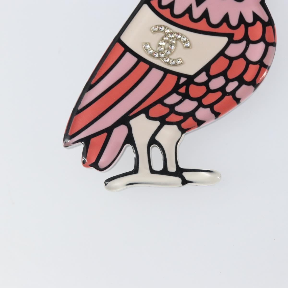 CHANEL Owl Brooch metal Pink CC Auth 159495V