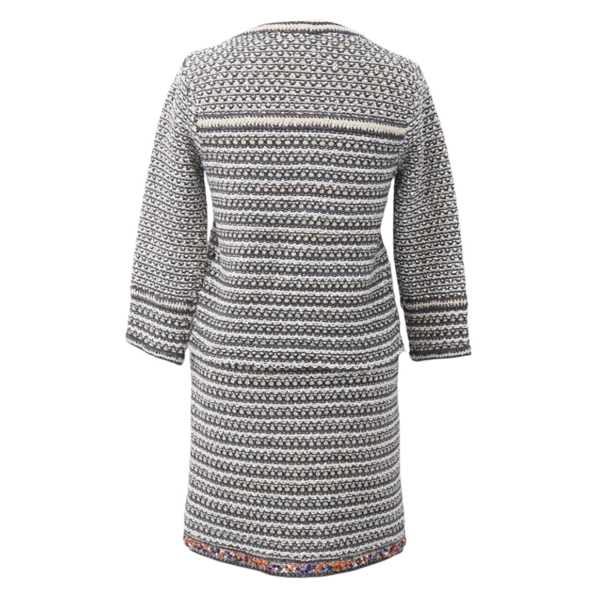 CHANEL No Collar Setup Tweed Multicolor CC Auth 159499SAM