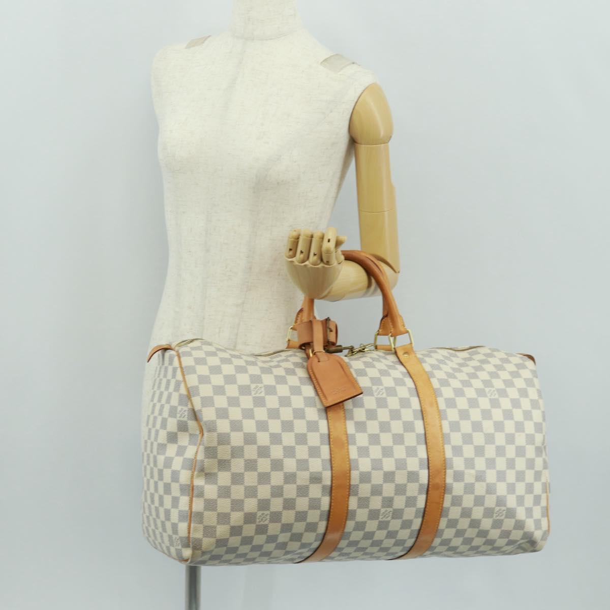 LOUIS VUITTON Damier Azur Keepall 50 Boston Bag N41430 LV Auth 159533V