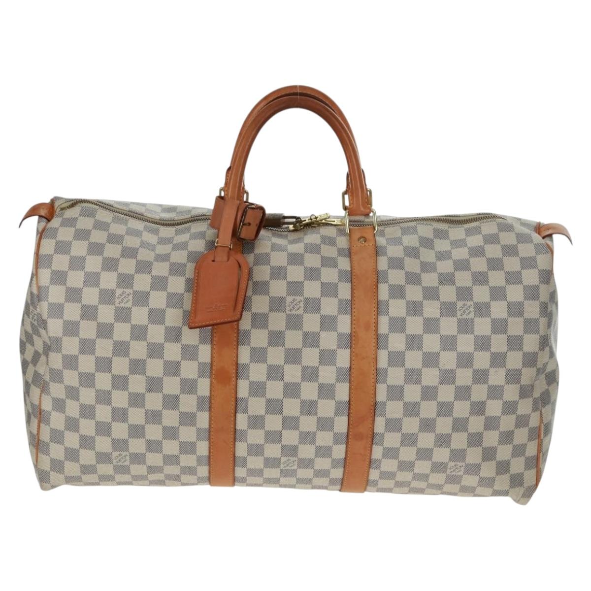 LOUIS VUITTON Damier Azur Keepall 50 Boston Bag N41430 LV Auth 159533V