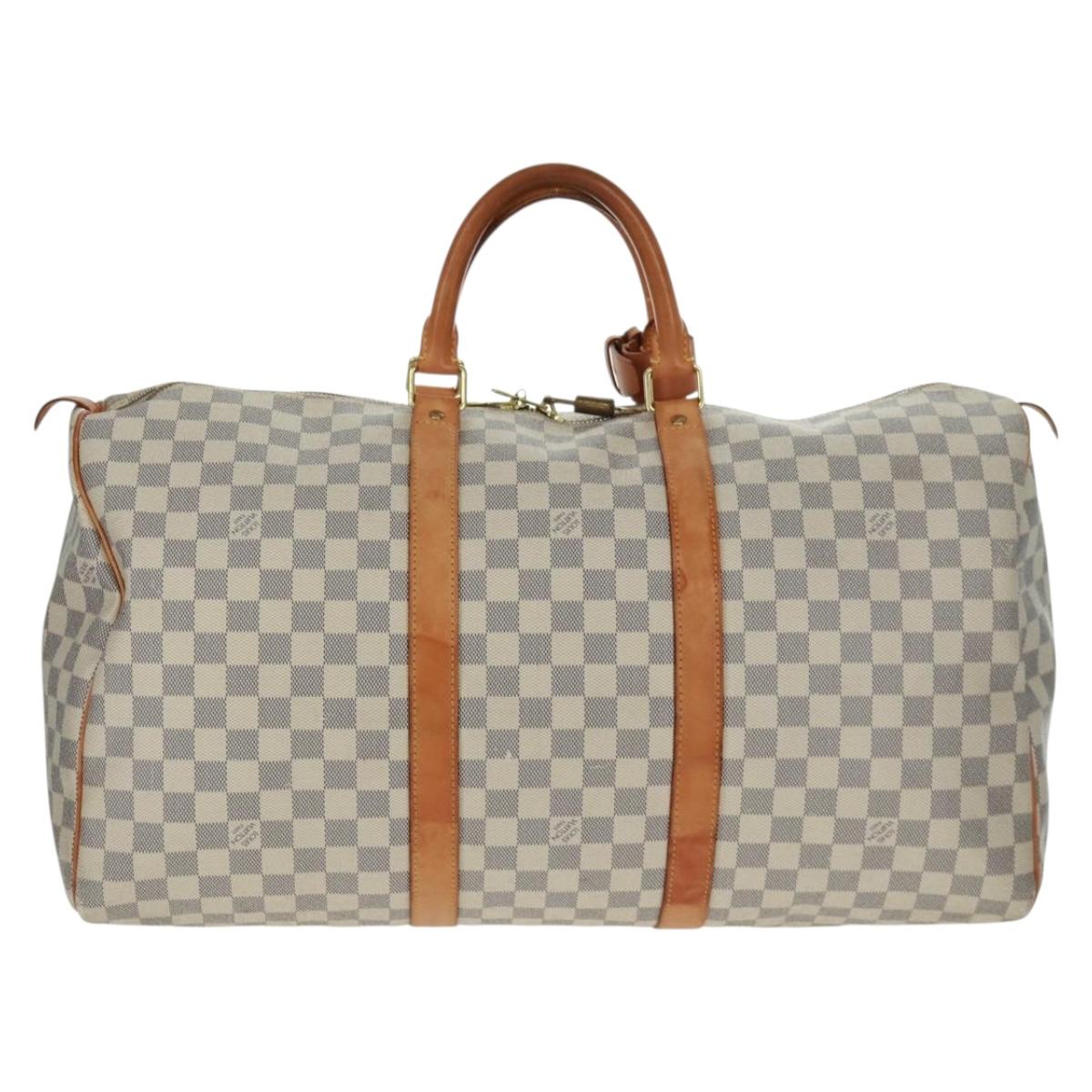 LOUIS VUITTON Damier Azur Keepall 50 Boston Bag N41430 LV Auth 159533V