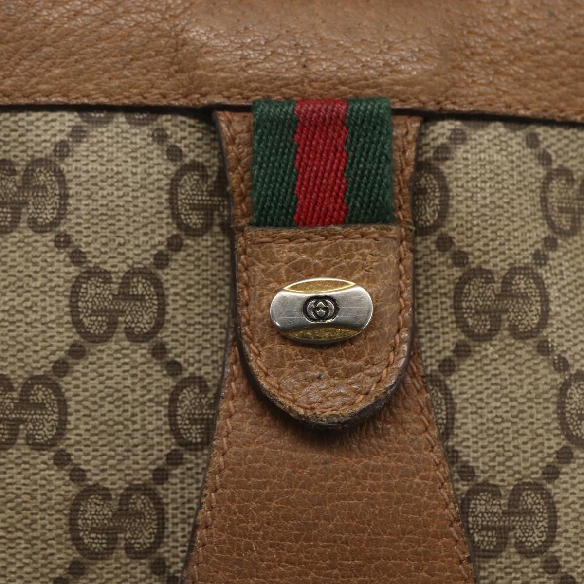 GUCCI GG Supreme Web Sherry Line Clutch Bag PVC Red Beige 89 01 033 Auth 159573