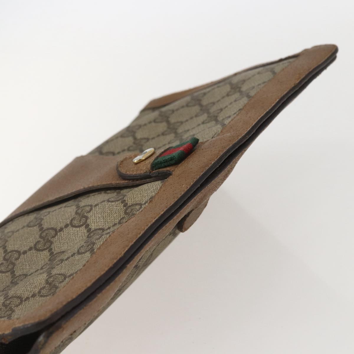 GUCCI GG Supreme Web Sherry Line Clutch Bag PVC Red Beige 89 01 033 Auth 159573