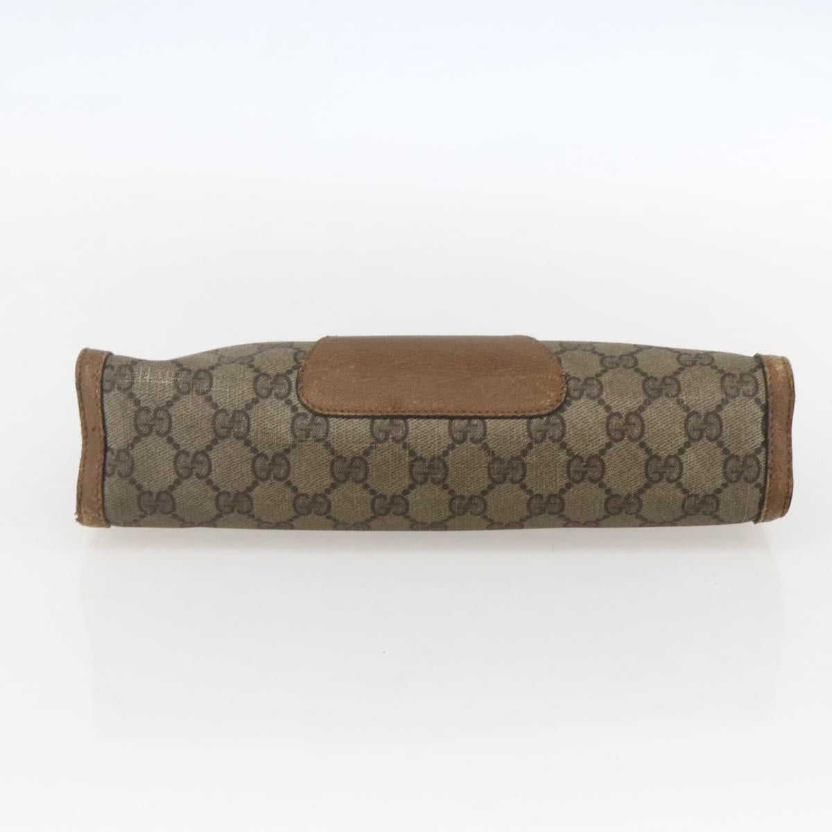 GUCCI GG Supreme Web Sherry Line Clutch Bag PVC Red Beige 89 01 033 Auth 159573