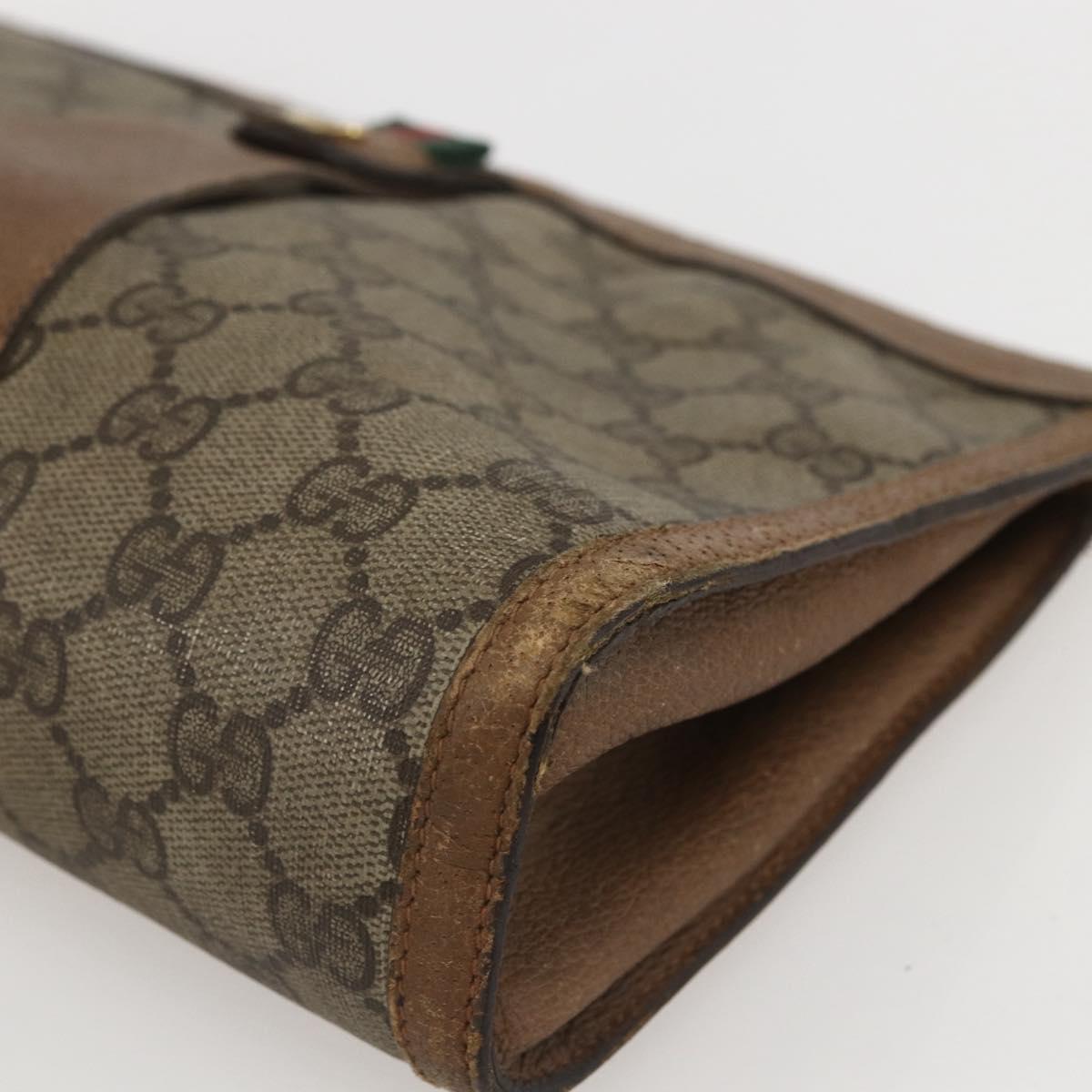 GUCCI GG Supreme Web Sherry Line Clutch Bag PVC Red Beige 89 01 033 Auth 159573