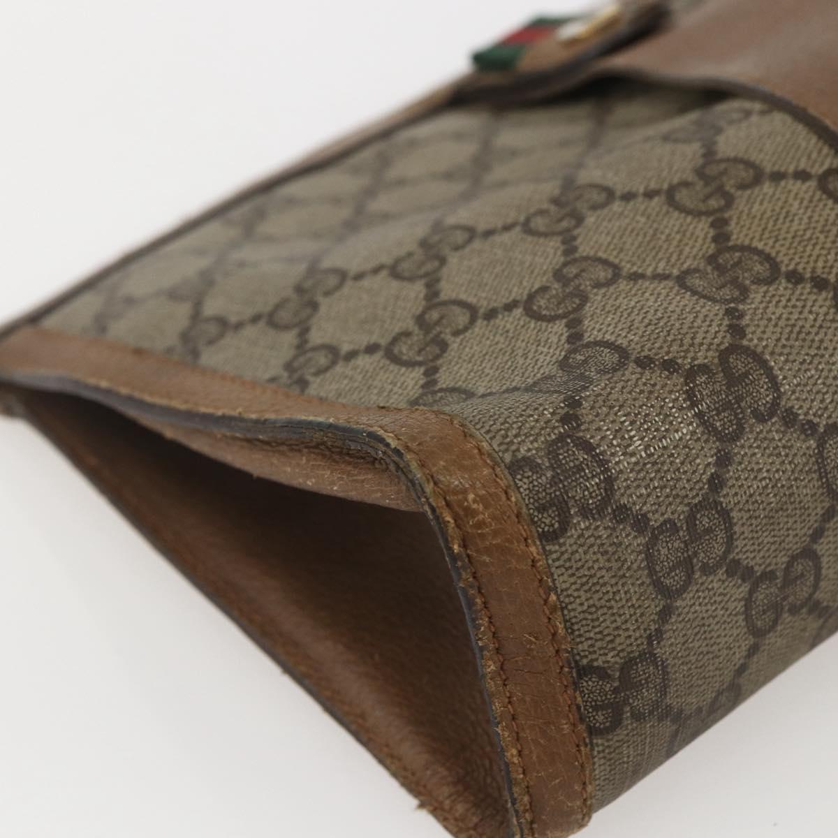 GUCCI GG Supreme Web Sherry Line Clutch Bag PVC Red Beige 89 01 033 Auth 159573