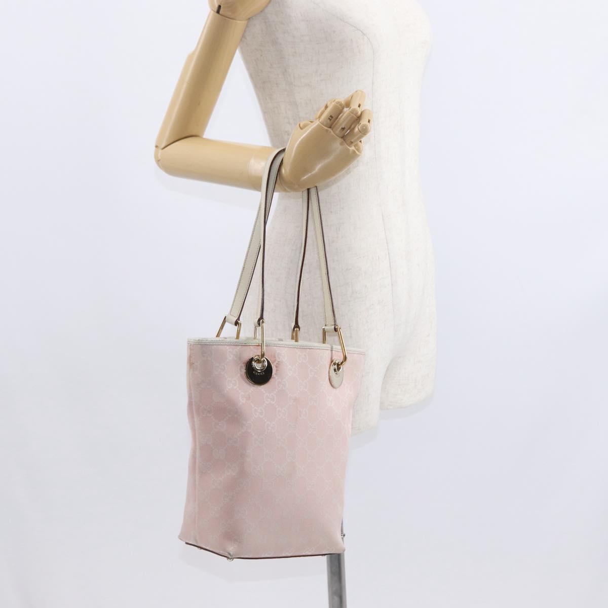 GUCCI GG Canvas Tote Bag Pink Gold 120840 Auth 159575