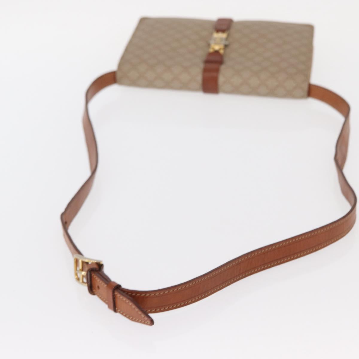 CELINE Macadam Canvas Shoulder Bag PVC Beige Gold Auth 159576