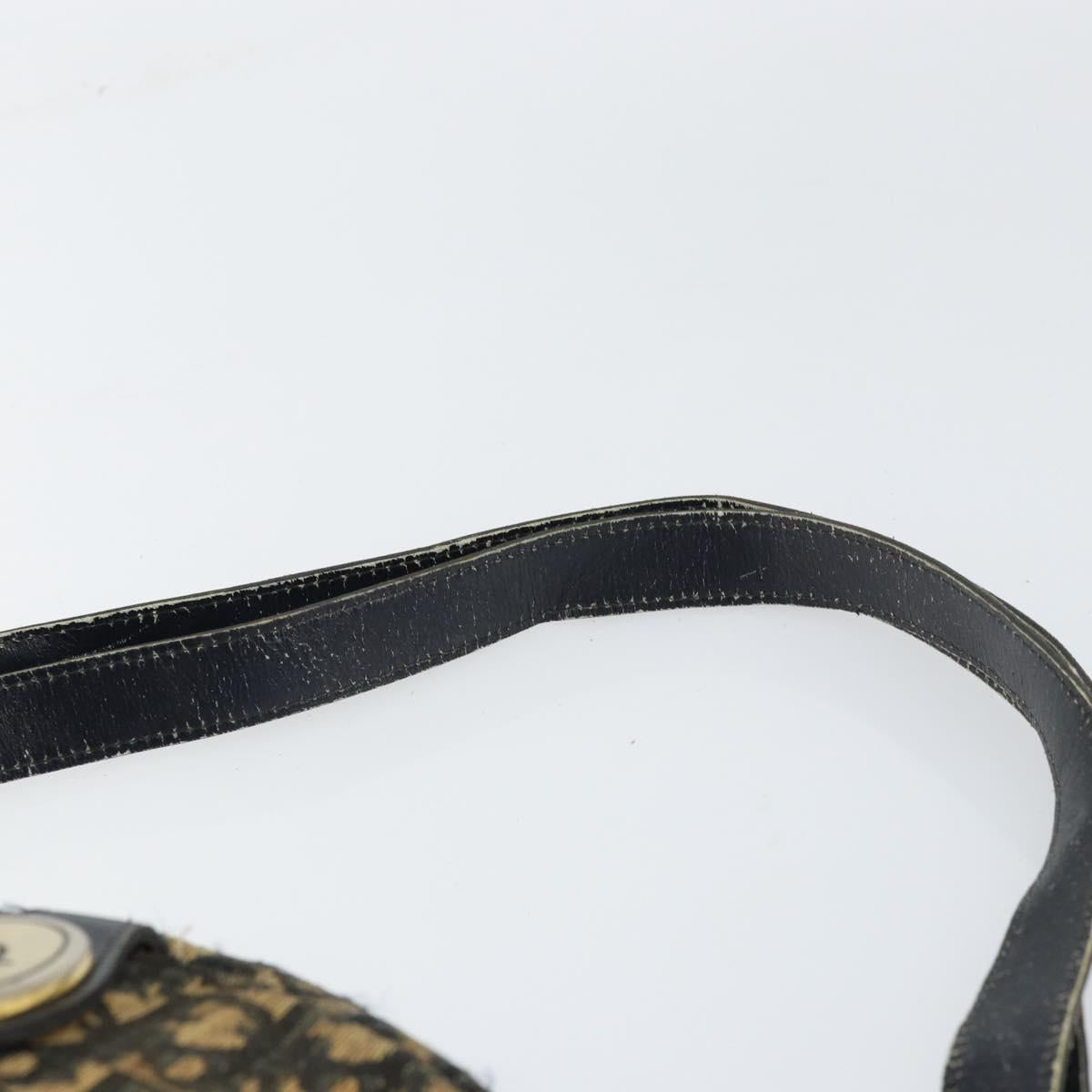 Christian Dior Trotter Canvas Shoulder Bag Navy Gold Auth 159578