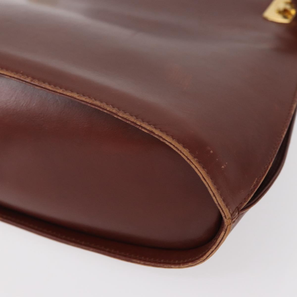 Salvatore Ferragamo Gancini Shoulder Bag Leather Brown Gold Auth 159579