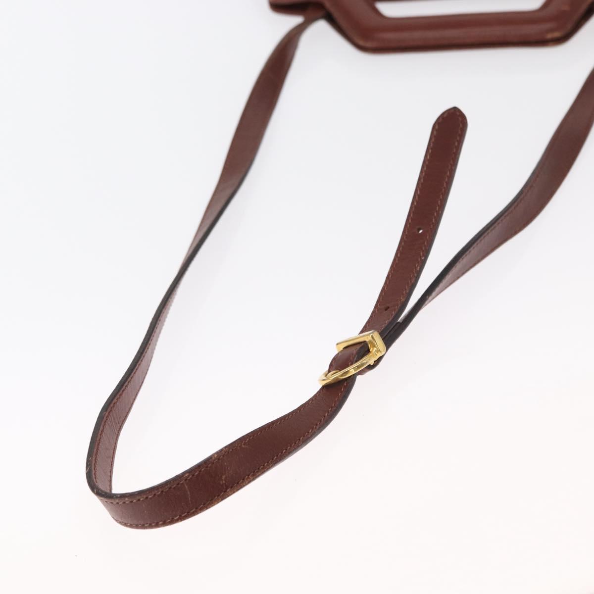 Salvatore Ferragamo Gancini Shoulder Bag Leather Brown Gold Auth 159579