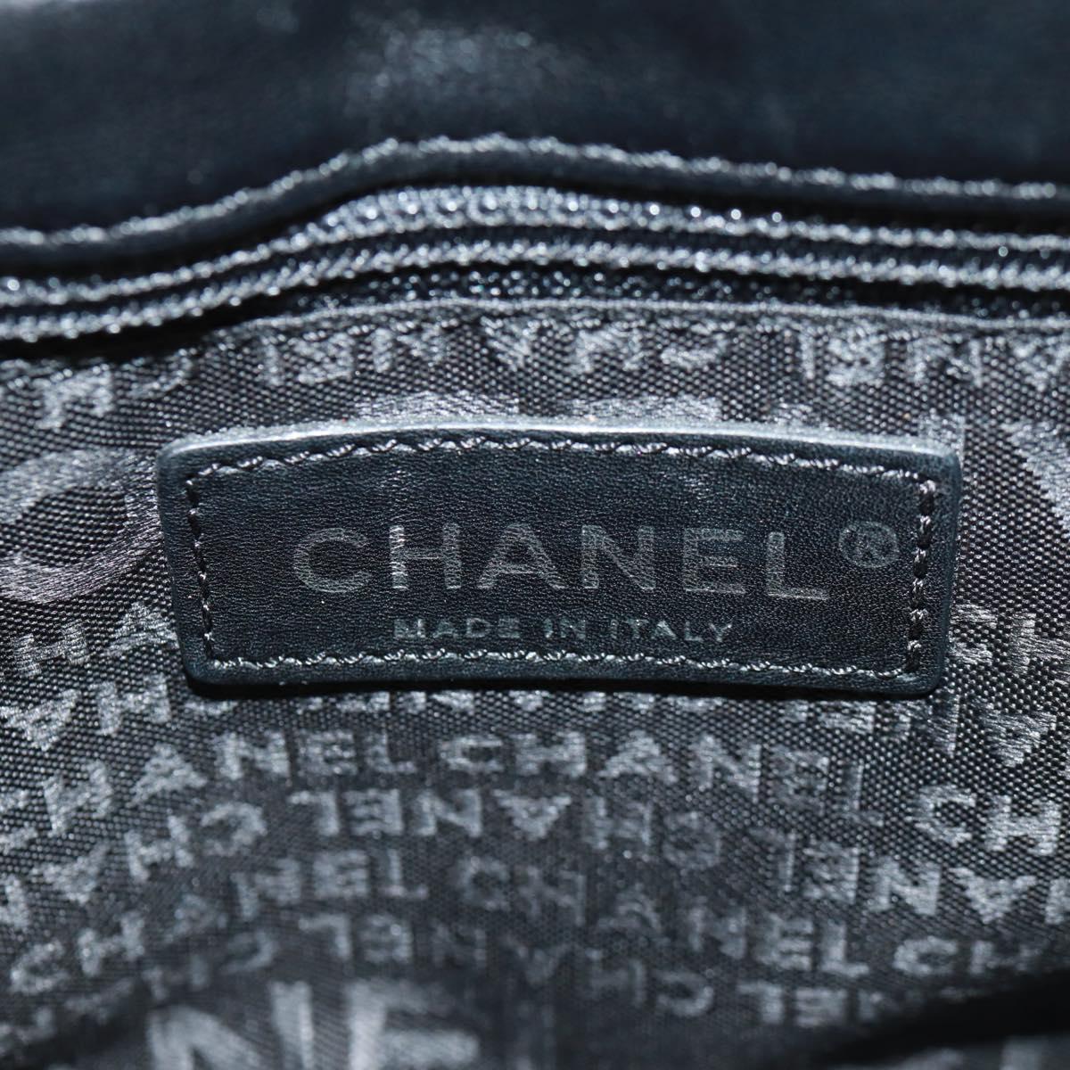 CHANEL Chain Camellia No.5 Shoulder Bag Velor Black Silver CC Auth 159584V