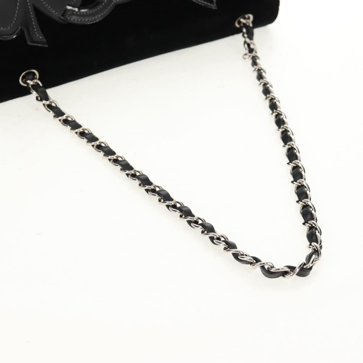 CHANEL Chain Camellia No.5 Shoulder Bag Velor Black Silver CC Auth 159584V
