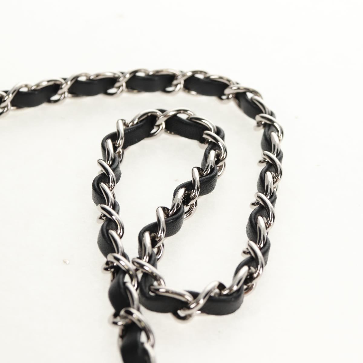 CHANEL Chain Camellia No.5 Shoulder Bag Velor Black Silver CC Auth 159584V
