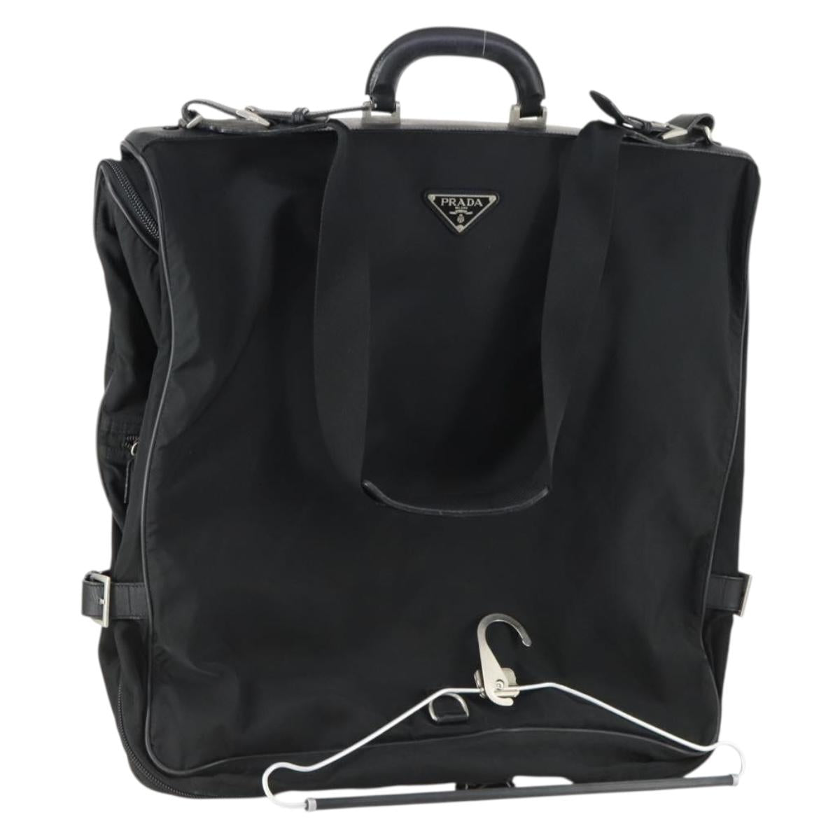PRADA Garment Cover Nylon Black Silver Auth 159585