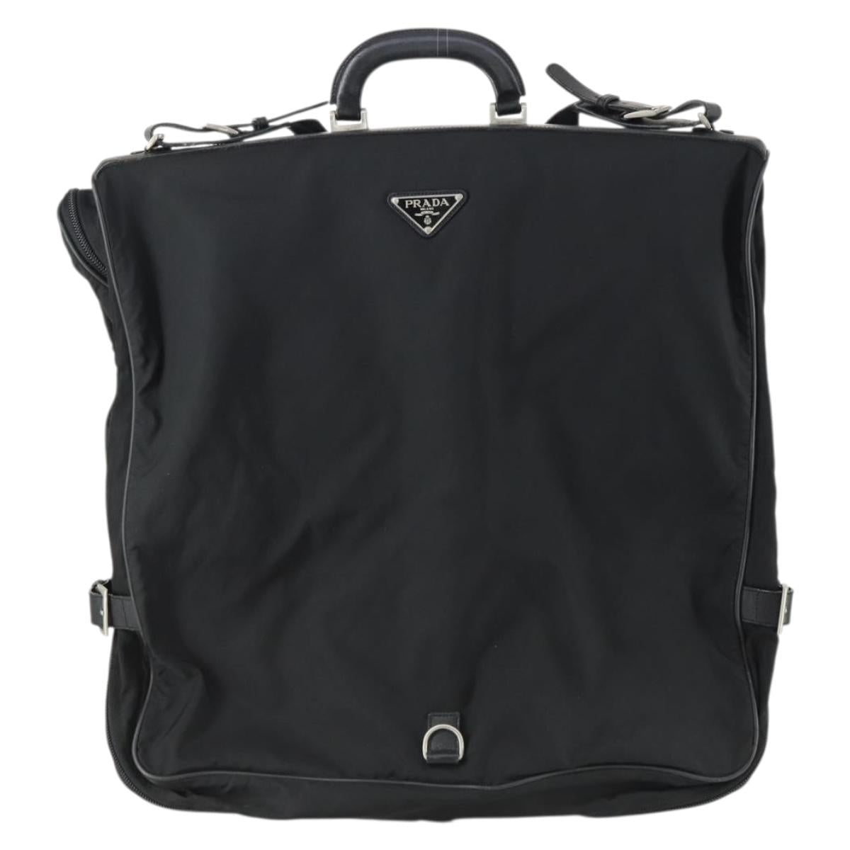 PRADA Garment Cover Nylon Black Silver Auth 159585