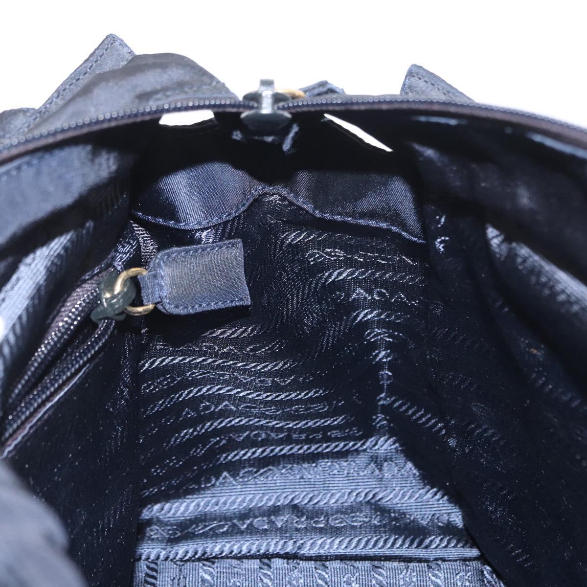 PRADA Hand Bag Nylon Navy Gold Auth 159587