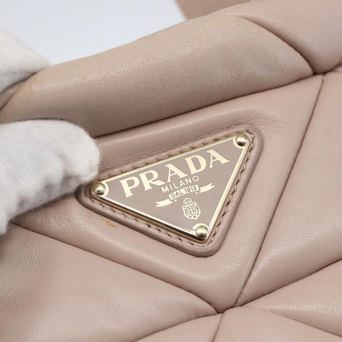 PRADA Hand Bag Leather 2way Pink Gold Auth 159590