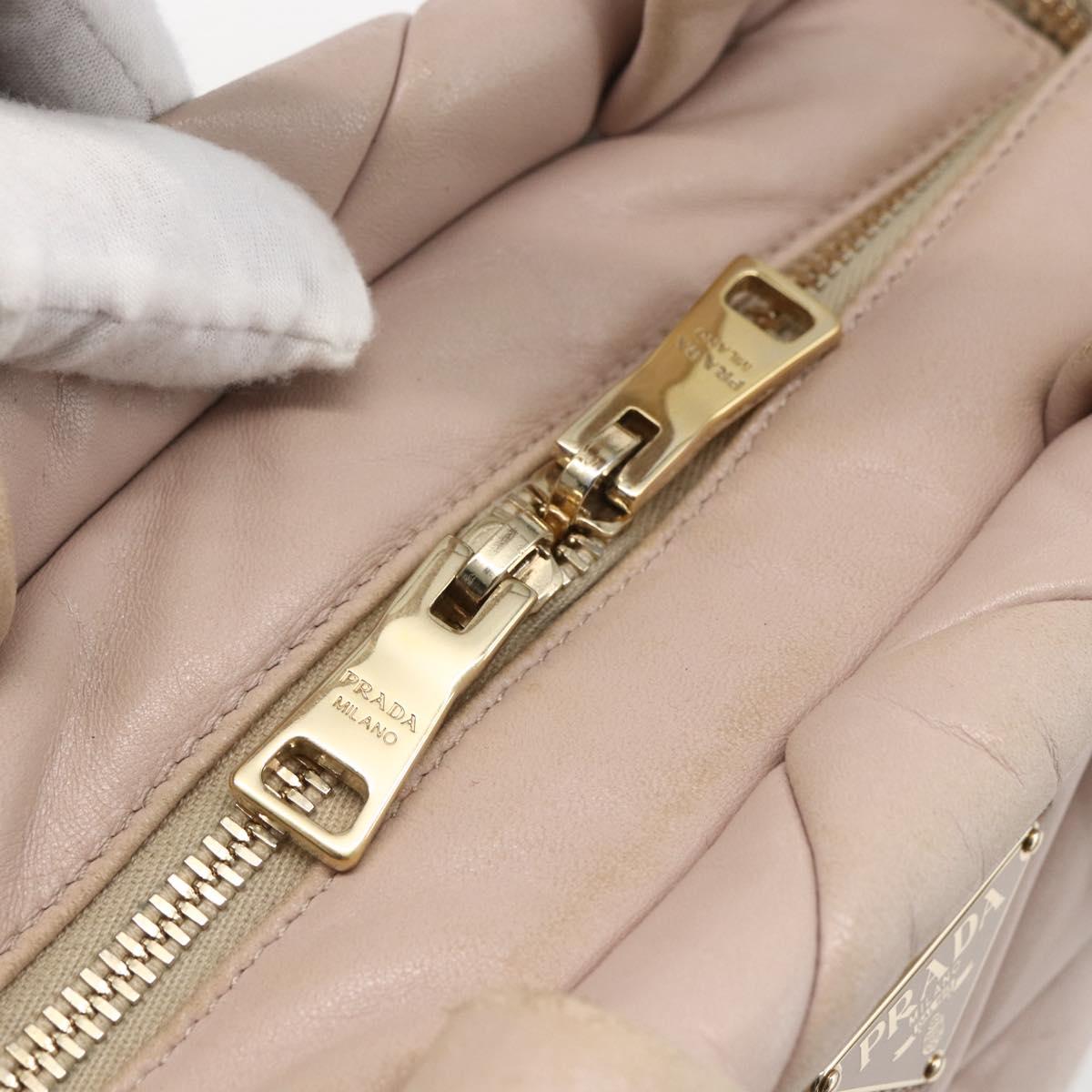 PRADA Hand Bag Leather 2way Pink Gold Auth 159590