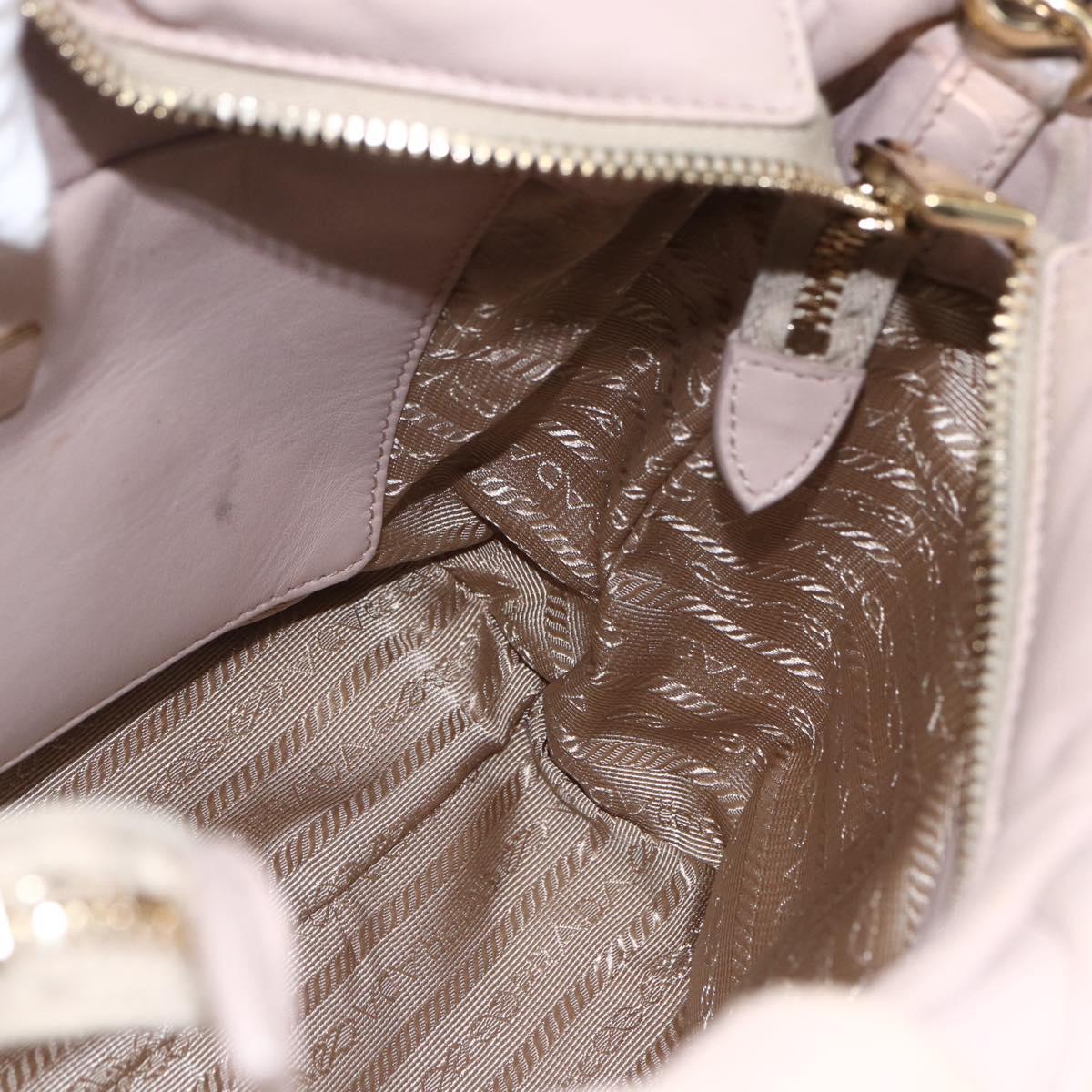 PRADA Hand Bag Leather 2way Pink Gold Auth 159590