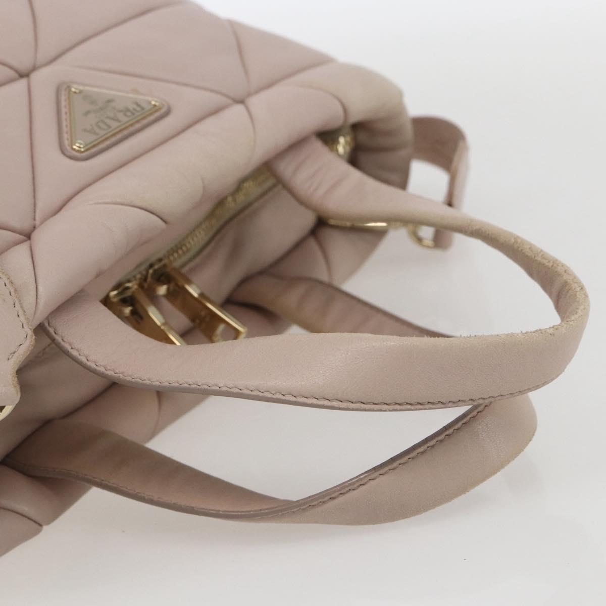 PRADA Hand Bag Leather 2way Pink Gold Auth 159590