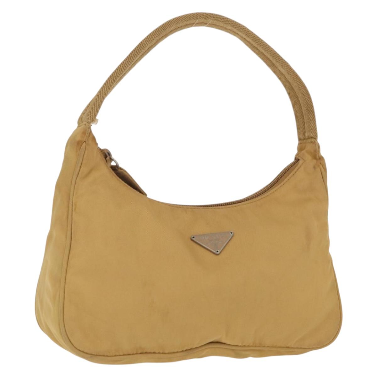 PRADA Hand Pouch Nylon Yellow Auth 159602