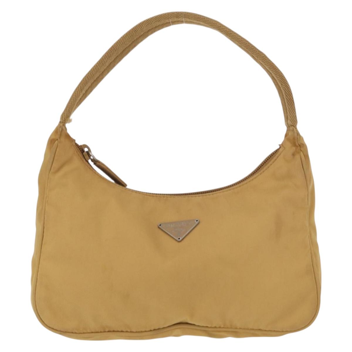 PRADA Hand Pouch Nylon Yellow Auth 159602