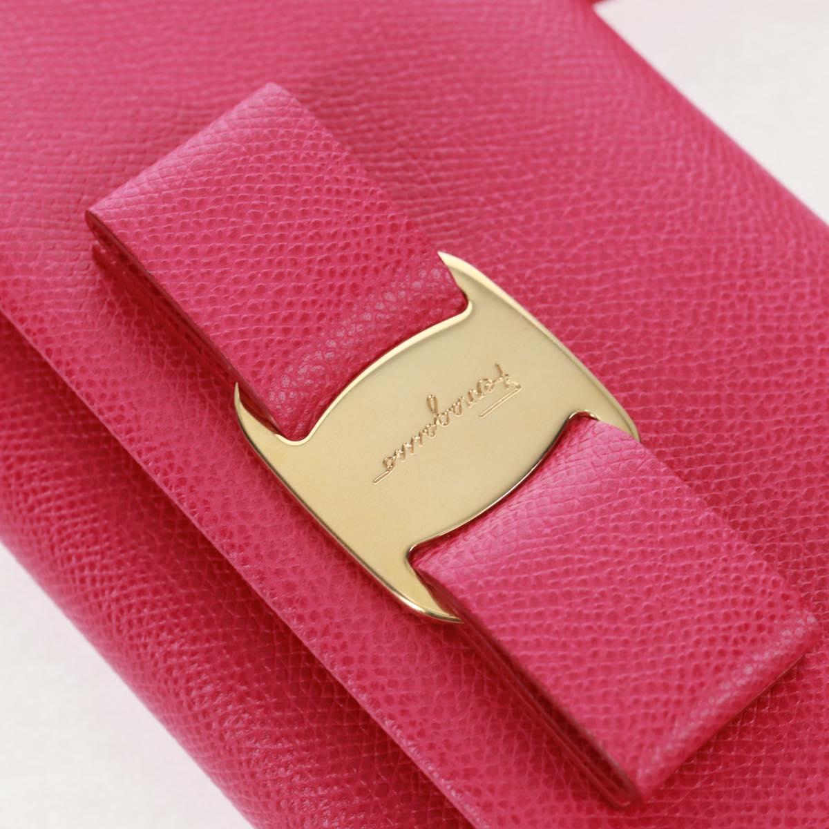 Salvatore Ferragamo Shoulder Wallet Leather Pink Gold Auth 159605V