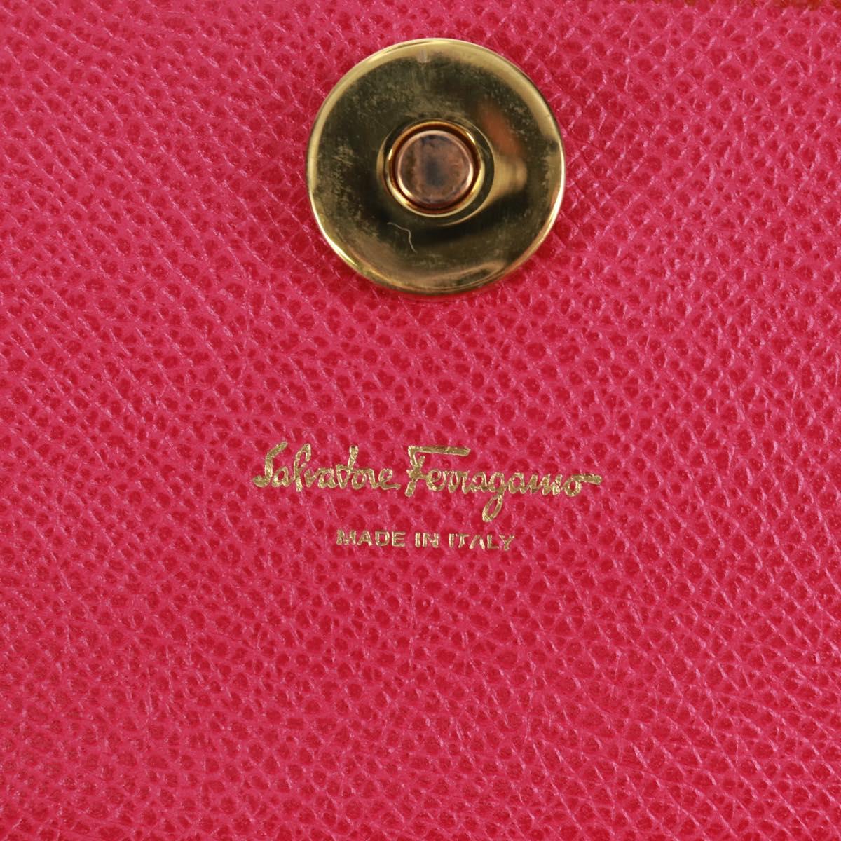 Salvatore Ferragamo Shoulder Wallet Leather Pink Gold Auth 159605V