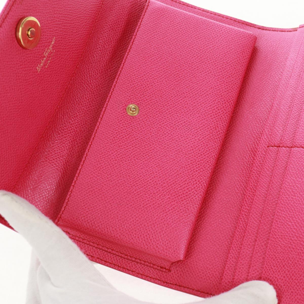 Salvatore Ferragamo Shoulder Wallet Leather Pink Gold Auth 159605V