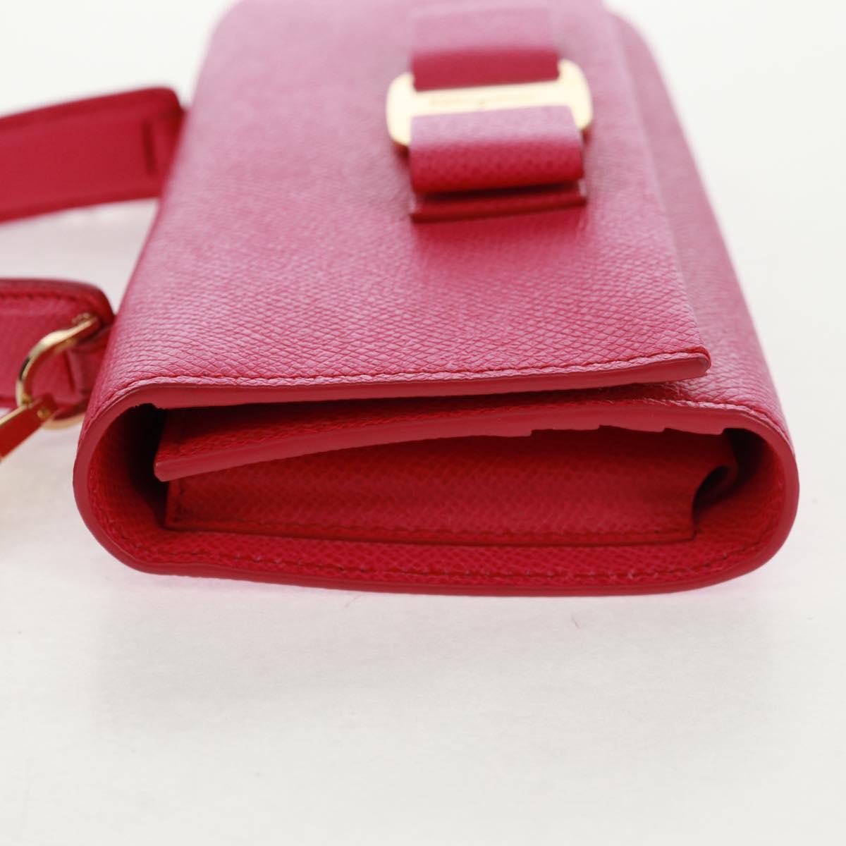 Salvatore Ferragamo Shoulder Wallet Leather Pink Gold Auth 159605V