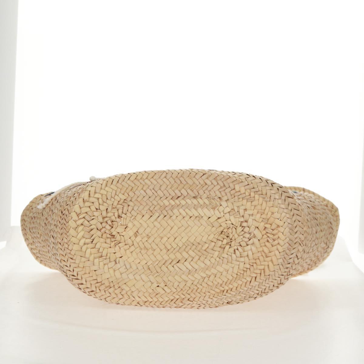 CELINE Basket Bag Hand Bag Raffia Beige Auth 159620V