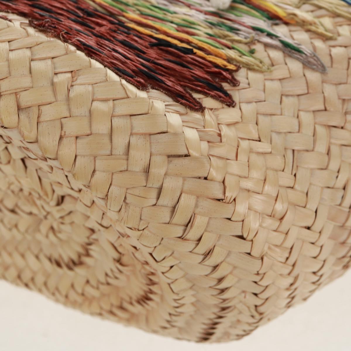 CELINE Basket Bag Hand Bag Raffia Beige Auth 159620V