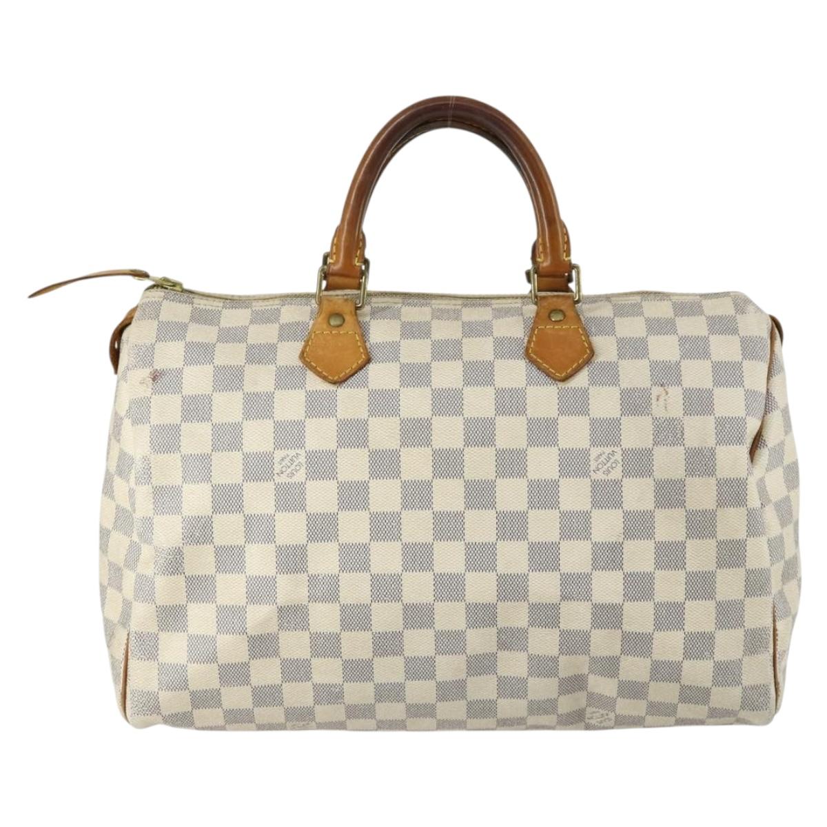 LOUIS VUITTON Damier Azur Speedy 35 Hand Bag N41535 LV Auth 159671