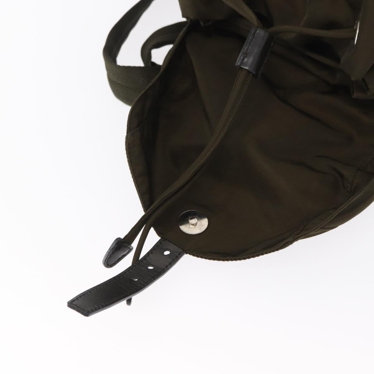 PRADA Backpack Nylon Khaki Silver Auth 159721